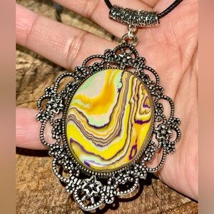 Rainbow Calsilica Pendant 2 1/2”